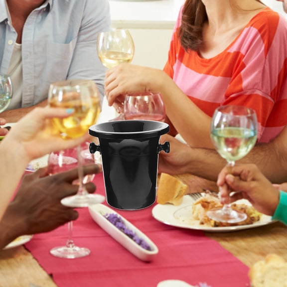 CATIEBYE Round Black Wine Spittoon Bucket with Smooth Texture for Bar and Ktv Use