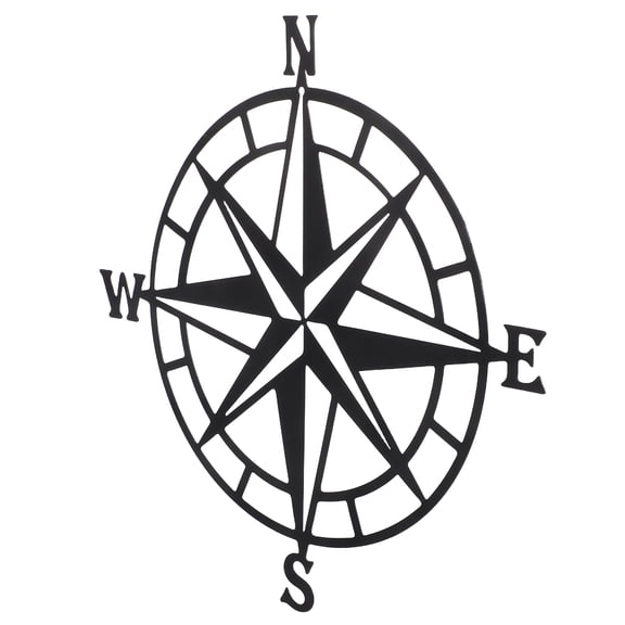 CATIEBYE Rustic Black Metal Nautical Compass Wall Decor Coastal Beach Decoration