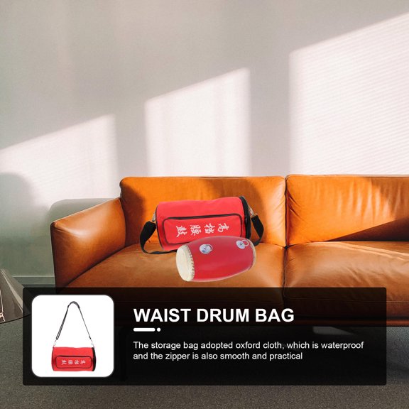 CATIEBYE Portable Red Waist Drum Storage Bag with Adjustable Strap and Tear Resistant Material