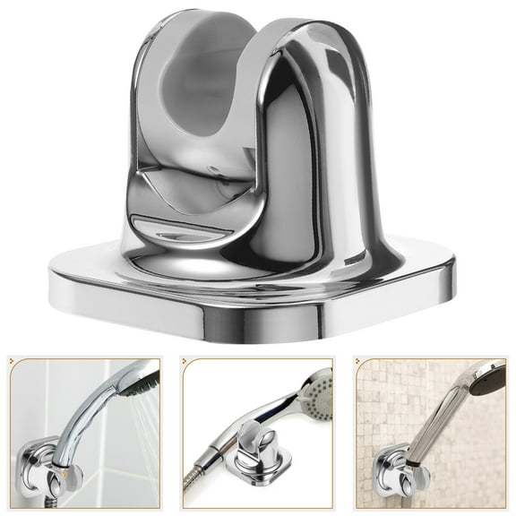 CATIEBYE Plated Silver Adhesive Showerhead Holder with Adjustable Angle for Bathroom Wall Mount No Drill Installation