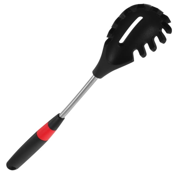 CATIEBYE Silicone Kitchen Spoon For Pasta Server Utensil Home And Restaurant Use 1Pc Black Long Handle