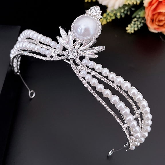 CATIEBYE Silver Wedding Crown Tiara with Rhinestone Detail for Bridal Hair Accessory