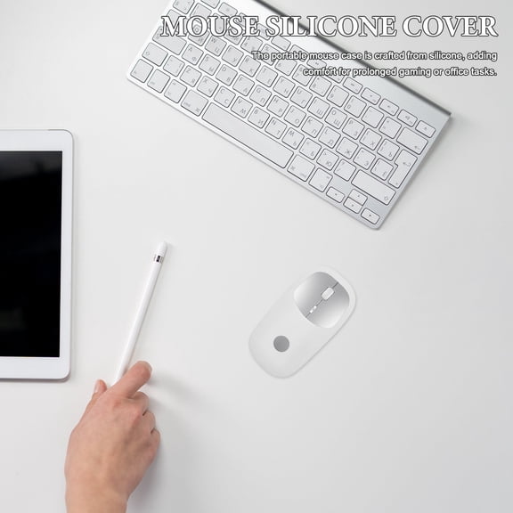 CATIEBYE Slim White Silicone Mouse Protector Sleeve for Work and Gaming with Comfortable Grip