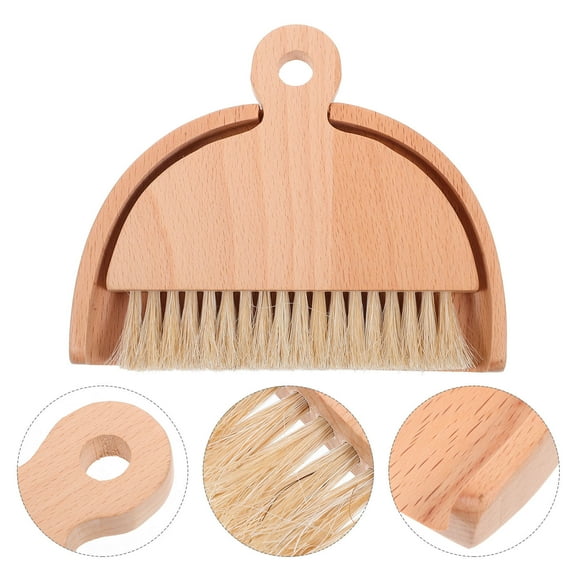 CATIEBYE Small Broom And Dustpan Set 1Set Portable Mini Broom For Car Interior Cleaning White Wood PP Brush Bristles