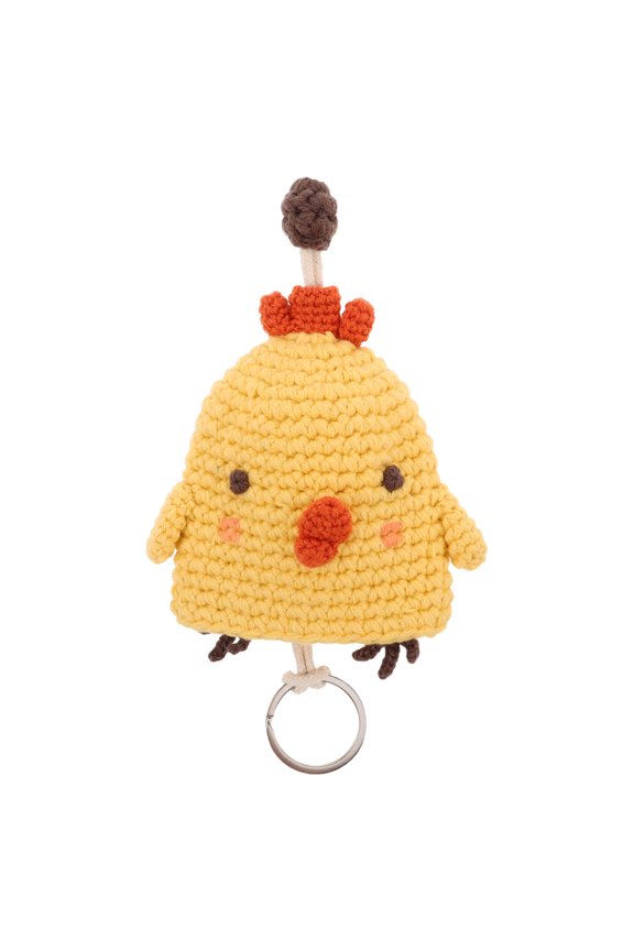 Cute Yellow Knitted Keychain Pendant for Easy Key Identification