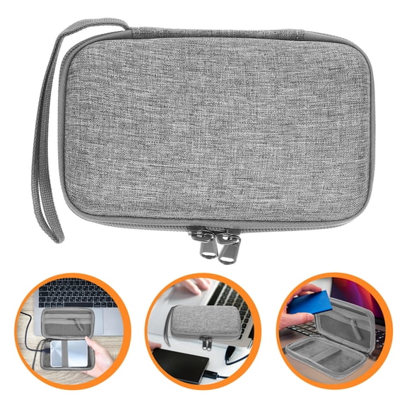 CATIEBYE Hard Drive Organizer Bag Grey Eva Portable Storage for Travel and Daily Use