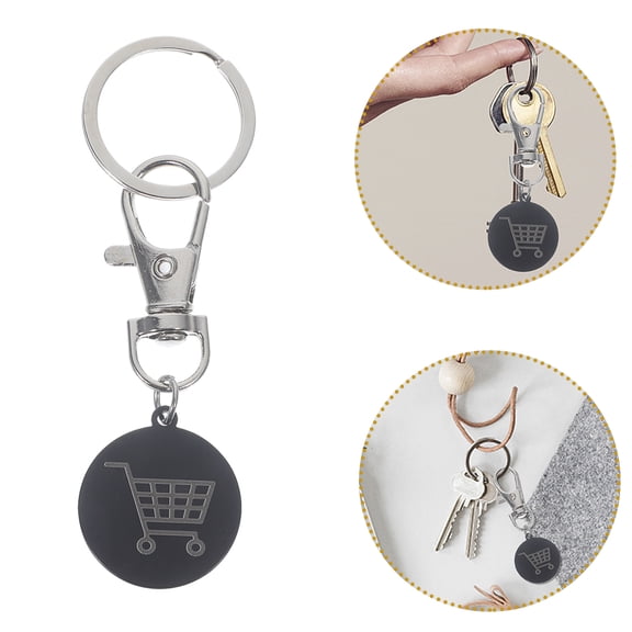 CATIEBYE Stainless Steel Trolley Token Keychain Black for Everyday Use and Gifting