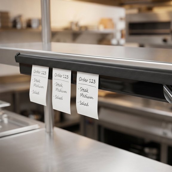 CATIEBYE Wall Mounted Kitchen Order Holder Black Lightweight Aluminum Magnesium Alloy Slide Rack