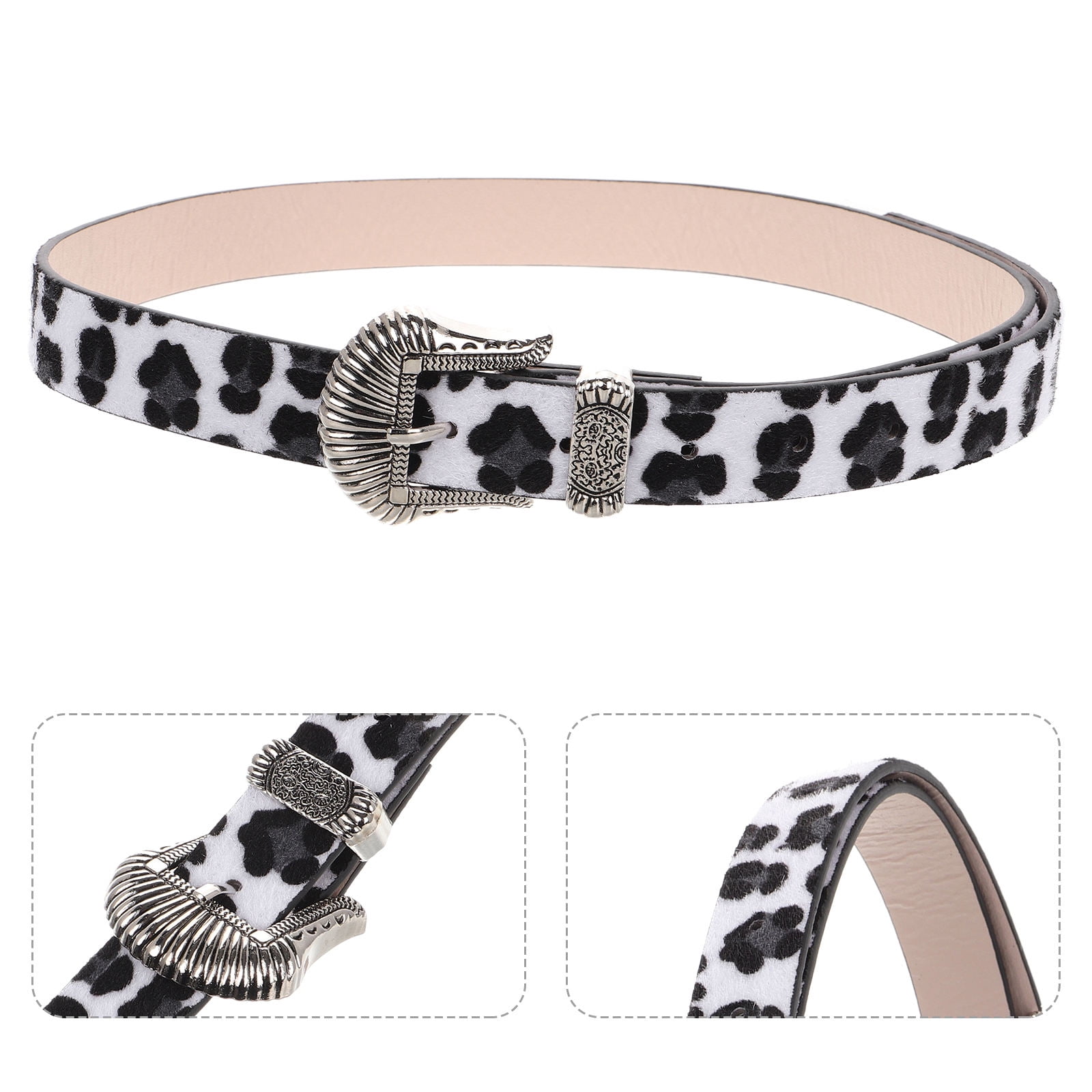 Adjustable Cheetah Belt Chicos Belt Size S Faux Cheetah Fur Leather Belt Silver  main image 4