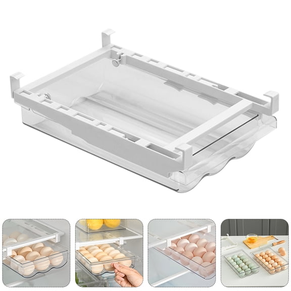 CATIEBYE White Egg Container Drawer for Refrigerator with Practical Hanging Design