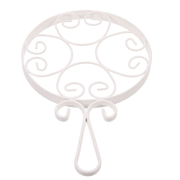 CATIEBYE White Metal Hot Pot Stand with Handle Heat Resistant Pad for Kitchen Counter and Dining Table
