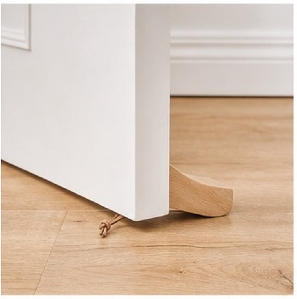 CATIEBYE Beige Wood Door Stopper with Inclined Plane for Wall and Floor ...