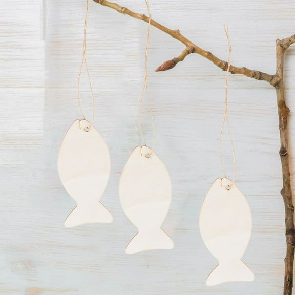 CATIEBYE Wooden Fish Slices 32Pcs Unfinished Blanks For Diy Activities And present Tags