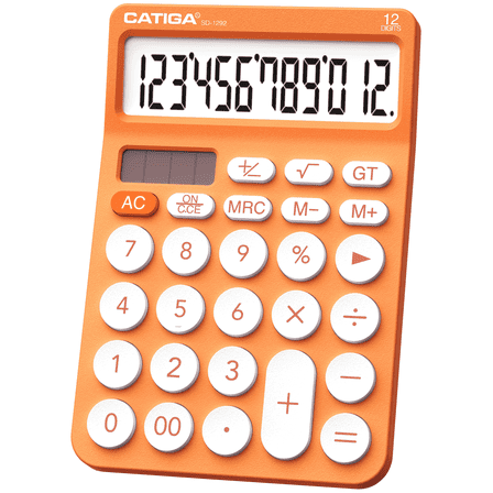 CATIGA 12 Digit Desktop Calculator with Large LCD Display, Round Design Big Button, Dual Power, Standard Function for Office, Home, School, SD-1292