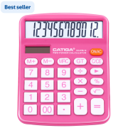 CATIGA CD-2786 Metal Desktop Calculator 12 Digit w/ Extra Large Display Standard Function Pink