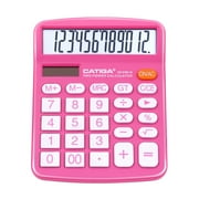 CATIGA CD-2786 Metal Desktop Calculator 12 Digit w/ Extra Large Display Standard Function (Pink)