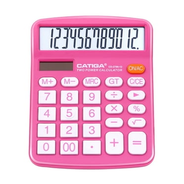 CATIGA CD-2786 Metal Desktop Calculator 12 Digit w/ Extra Large Display Standard Function (Pink)