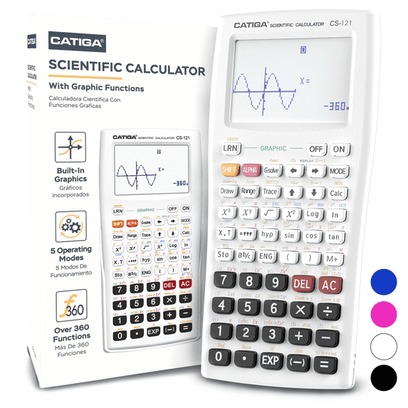 CATIGA CS-121 Electronics Scientific Calculator with Graphic Functions and Multiple Modes (White)