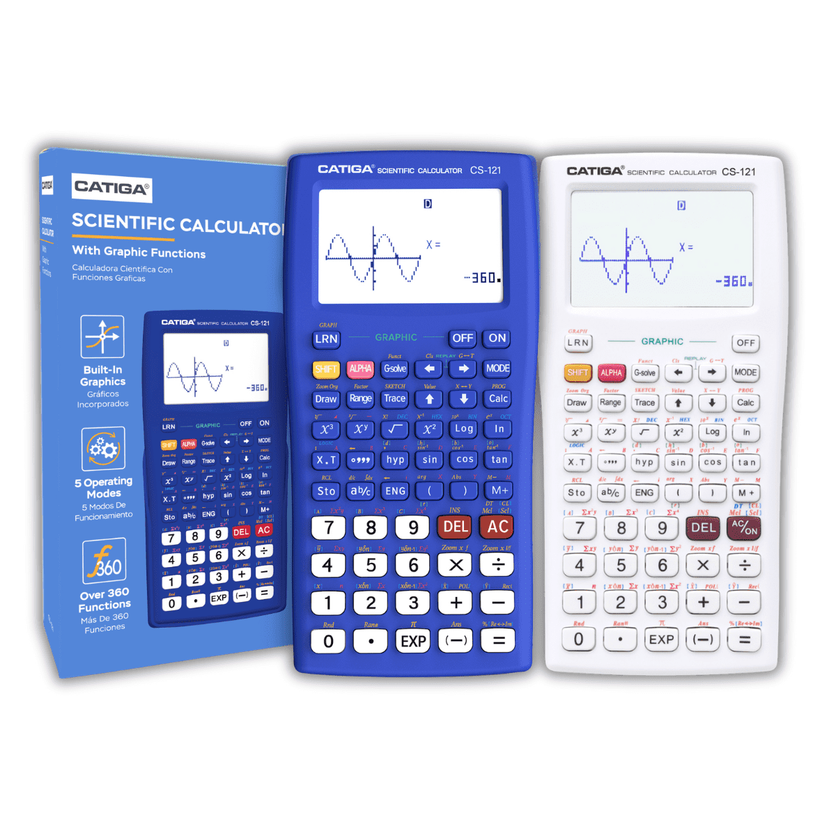 CATIGA CS-121 Scientific Calculator with Graphic Functions and Multiple Modes (2Pack)