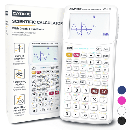 CATIGA CS-229 Electronics Scientific Calculator with Graphic Functions, White