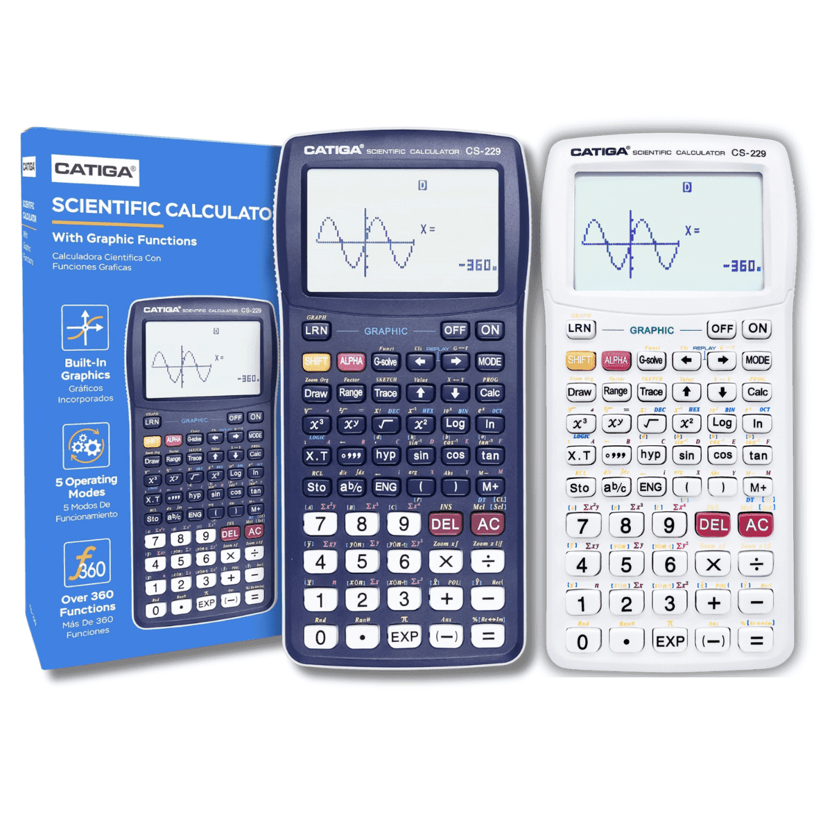 CATIGA CS-229 Scientific Calculator with Graphic Functions and Multiple Modes (2Pack)