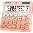 thumbnail image 1 of CATIGA Mechanical Switch Calculator with Dual Power, 12-Digit Aesthetic and Cute Desktop Calculator with Big Button, for Home, School and Office Use, SD-1299 (Peach), 1 of 7