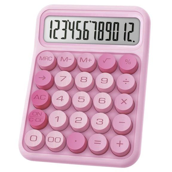 CATIGA 12-Digit Mechanical Switch Calculator with Large Keys, Pink