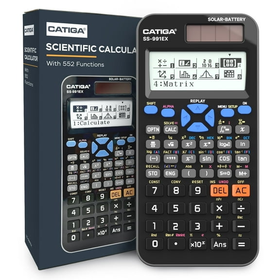 CATIGA SS-991EX Scientific Calculator with Advanced 550 Functions- Solar & Battery Powered, Multi-Function, High School & College Math, Trigonometry, Statistics, Algebra, Durable, Large Display