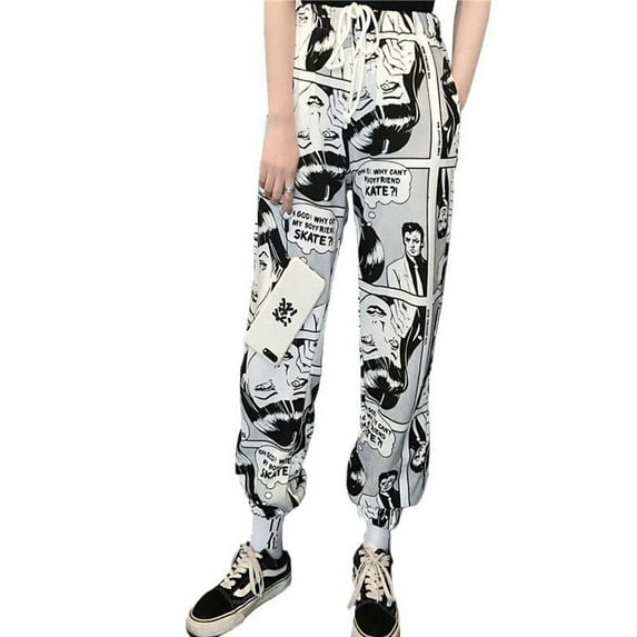 CATLERIO Ins loose sports men and women with the same paragraph beam foot comic hip hop pants