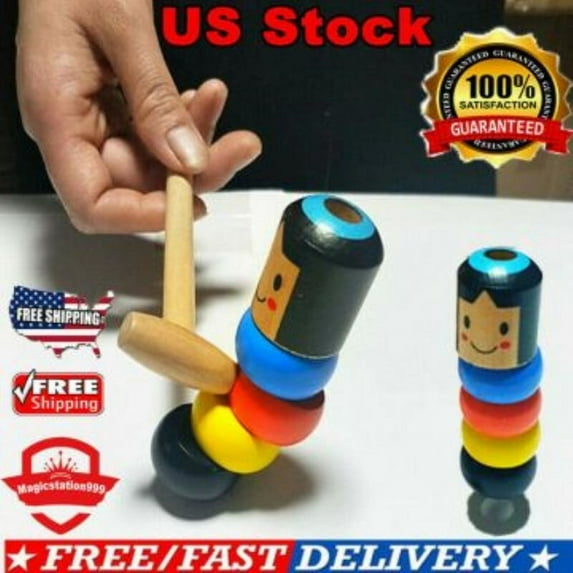 CATLERIO Wooden Funny Toy Little Puppet Magic Immortal Daruma Kids Toy Halloween Supplies