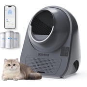 CATLINK Automatic Cat Litter Box Self Clean, Multiple Cats Health Track, Large Cat Litter Box Automatic, App Control, with Waste Bags, Gray