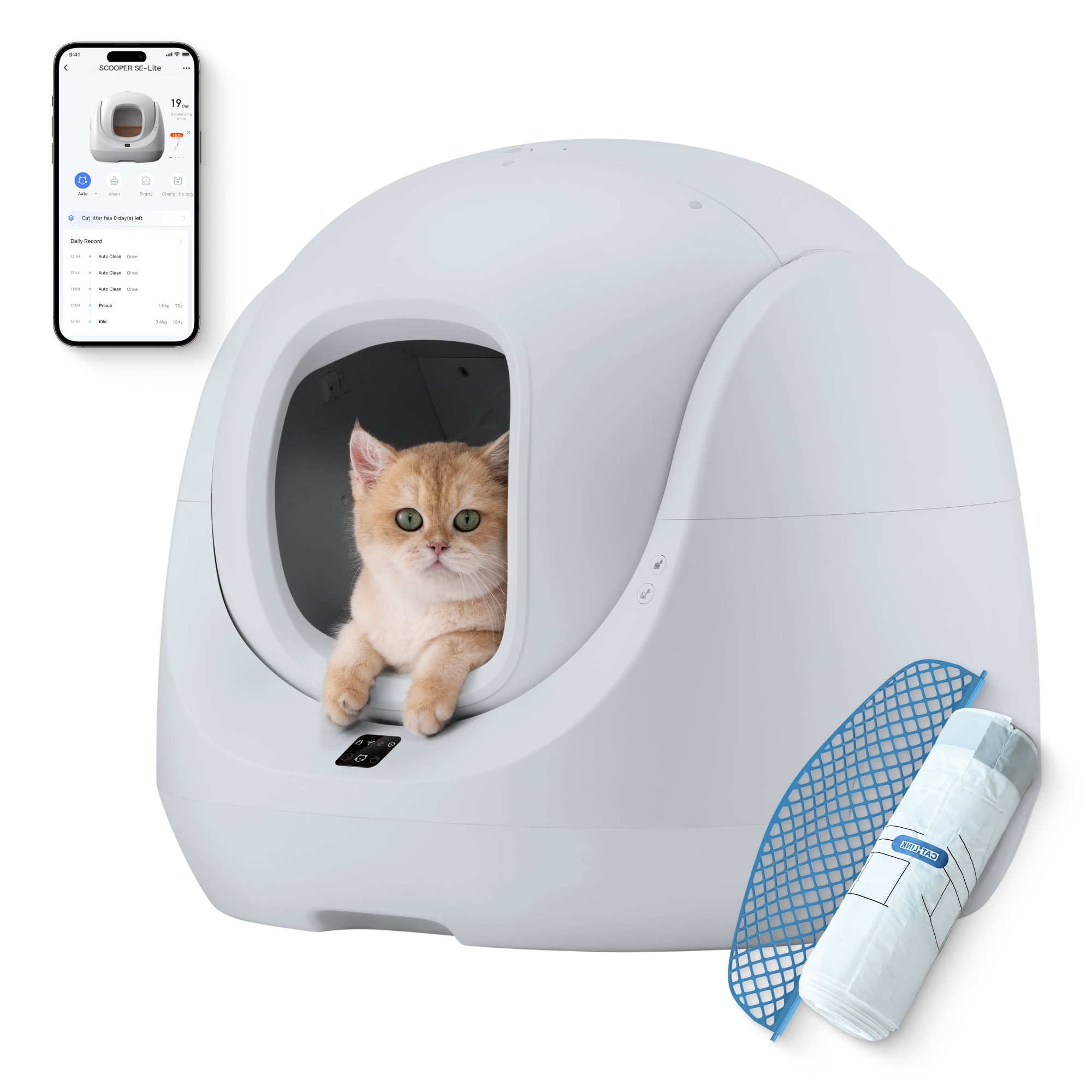 CATLINK SE Lite, Automatic Self-Cleaning Cat Litter Box with APP, Odor Control, Health Monitoring, 70L Extra Large, Suits for Single Cat