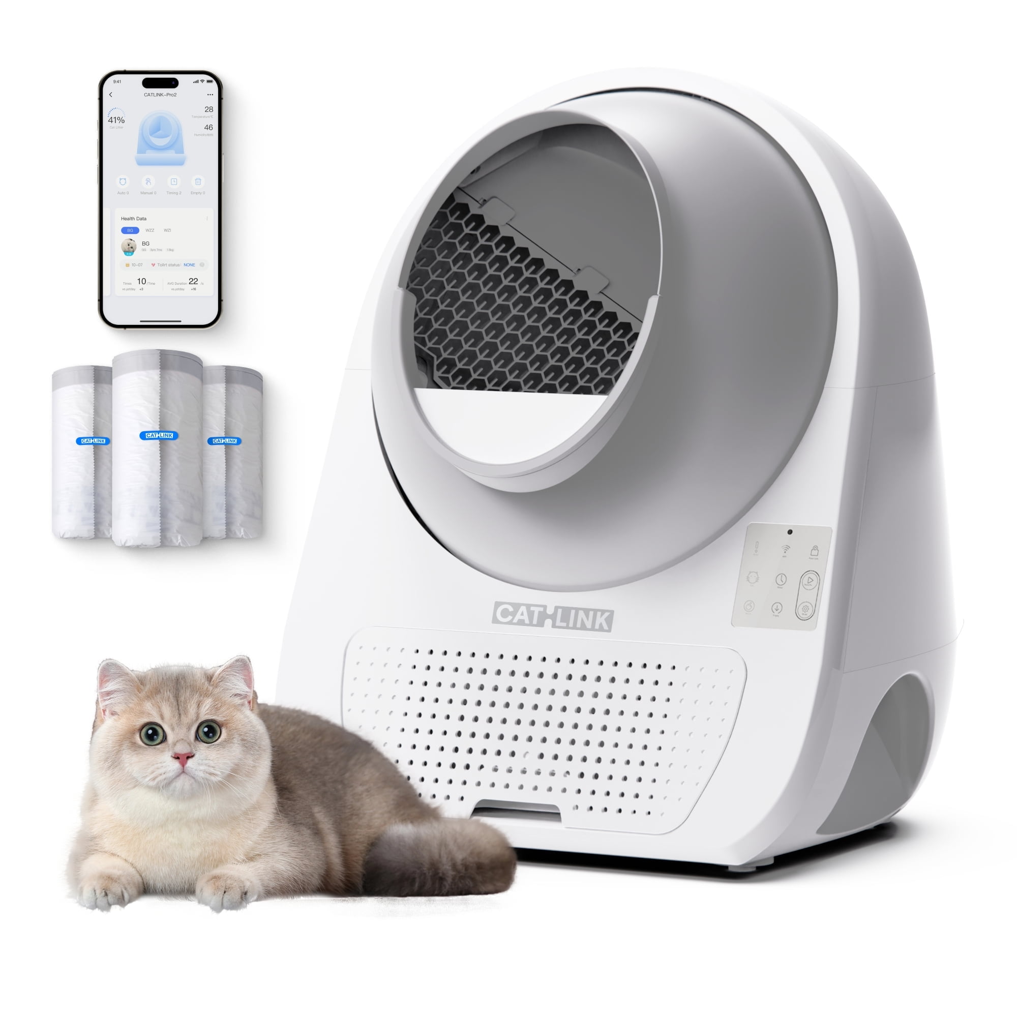 CATLINK Luxury Pro, Automatic Self Cleaning Cat Litter Box with APP, Odor Control, Health Monitoring
