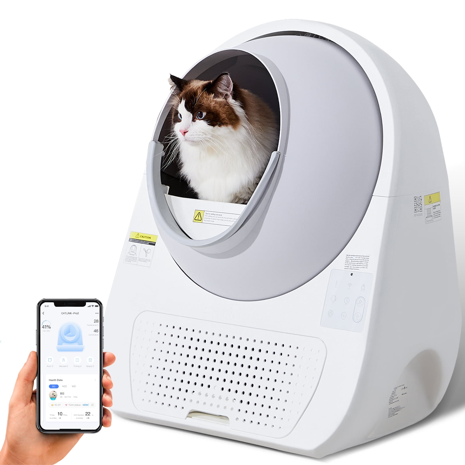 CATLINK Automatic Self Cleaning Cat Litter Box with APP, Odor Control, Health Monitoring, Plastic, for Multiple Cats(Luxury Pro)