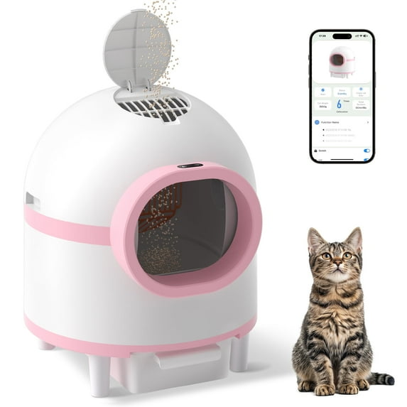 CATLK Automatic Cat Litter Box Self Cleaning, 95L Large Capacity, APP Control, Smart Health Monitor, Safe Anti-Pinch, Quiet, Perfect for Cats, Gray