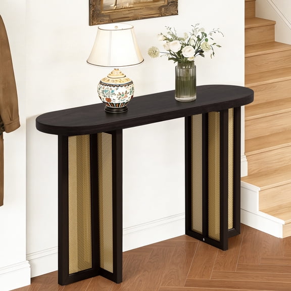 CATLK 47.8" Long Console Table - Farmhouse Wood Entryway Table Behind Couch, Narrow Accent Table for Entryway & Living Room, Espresso