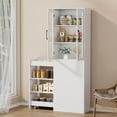 thumbnail image 1 of CATLK 70.87" Tall Kitchen Pantry Cabinet - Modern Wooden Display Case with Pull-Out Shelf & Glass Doors for Dining Room & Office, White, 1 of 7