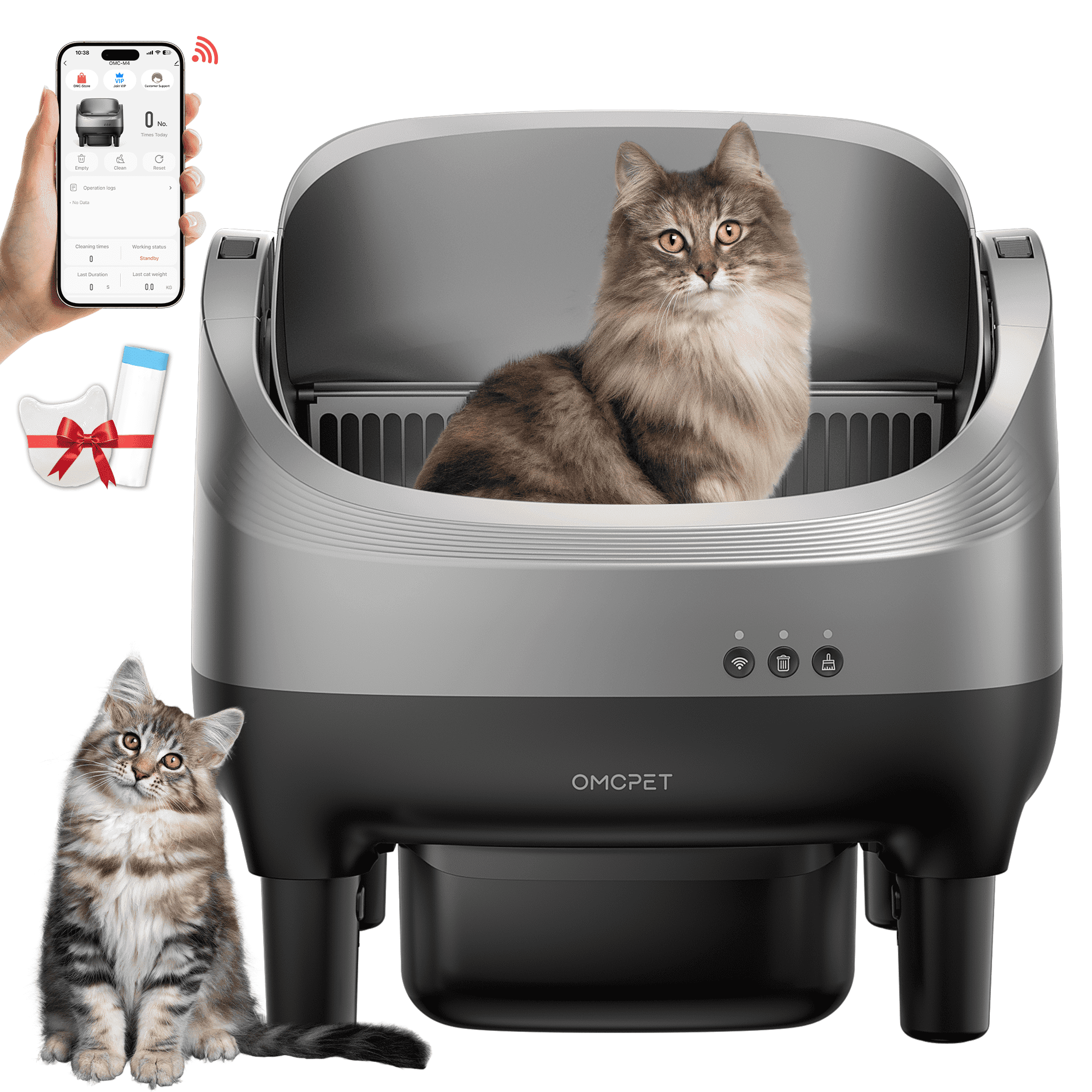 CATLK Automatic Self-Cleaning Cat Litter Box, 100L Cat Litter Box for Multiple Cats, Safety Sensor, WiFi APP Control, Black