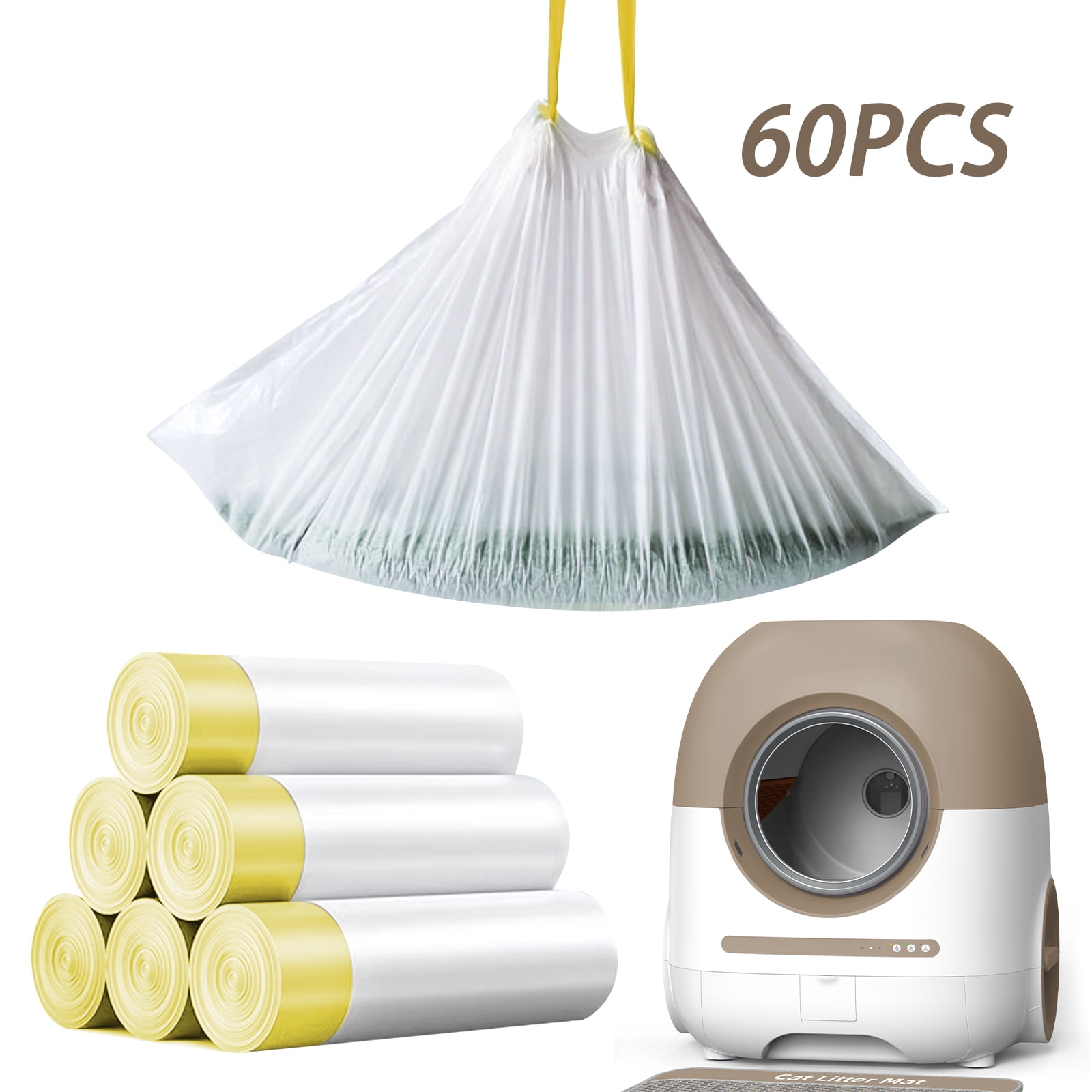 CATLK Garbage Bag for  Self Cleaning Litter Box, Strong and Durable, Convenient for Disposal 60PCS