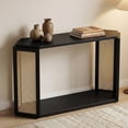 thumbnail image 1 of CATLK 53.54" Rattan Console Table with Open Shelf, Narrow Sofa Table Entryway Table for Hallway, Living Room, Black, 1 of 9