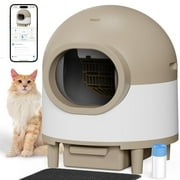 CATLK Self Cleaning Litter Box, Automatic Cat Litter Box Self Cleaning 100L Large Capacity for Multiple Cats, App-Controlled with Safety Sensors, Removable Washable Liner, Brown