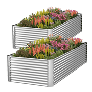 CATMANOR 2 Pack 4x2FT Tall Galvanized Raised Garden Bed Outdoor,Metal Garden Bed for Vegetables,Steel Raised Beds for Gardening,Above Ground Garden Box for Flow
