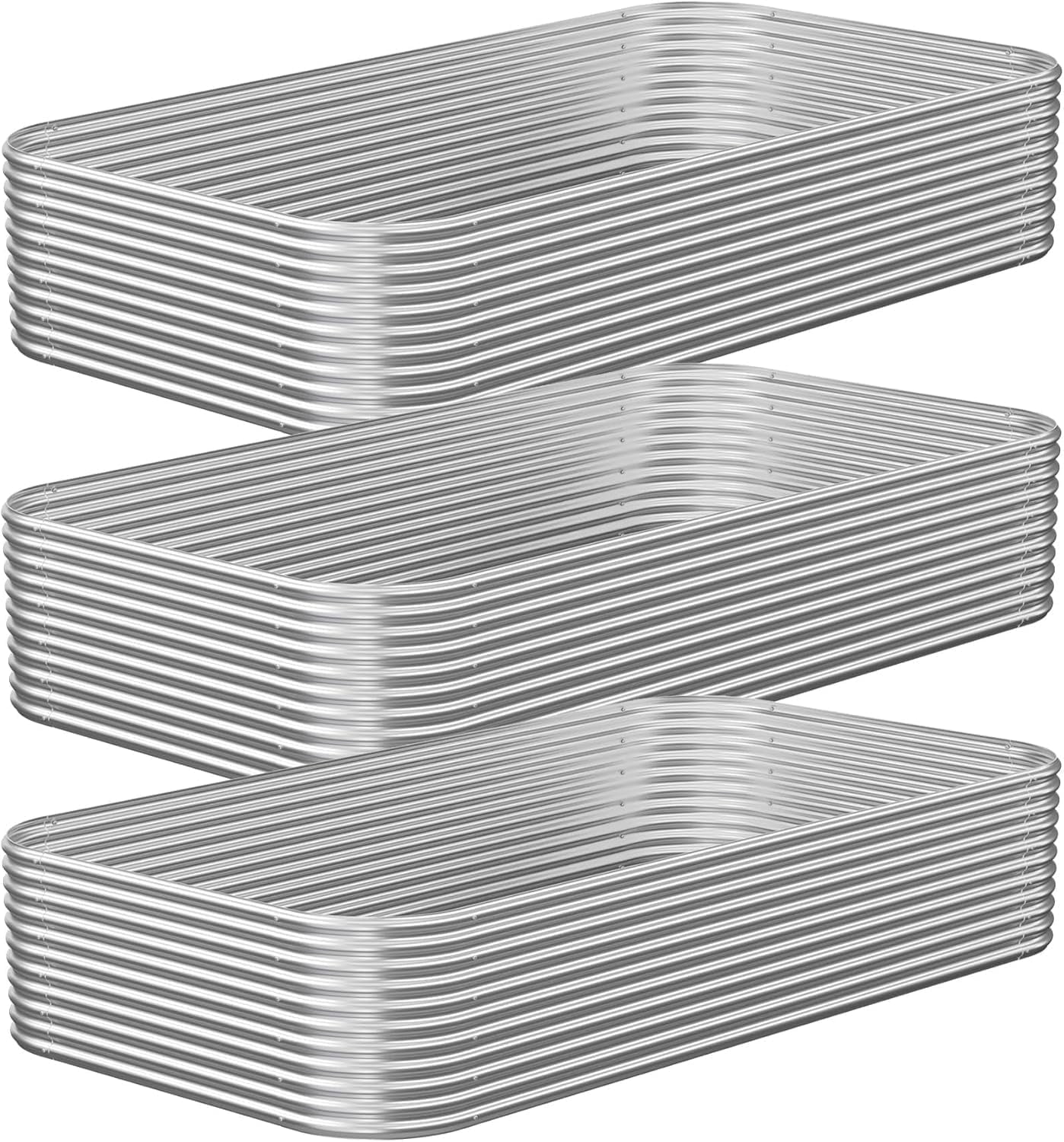 CATMANOR 3 Pack 4x2FT Corrugated Galvanized Steel Raised Garden Bed Outdoor, Metal Above Ground Garden Bed for Vegetables and Flowers, Raised Beds for Gardening