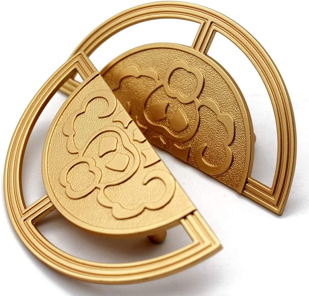 CATPAN 1 Pair Gold Vintage Style Brass Pull Handles for Cabinet Closet Drawer Door -Circular Antique Pull Knobs ,New Chinese Auspicious Pattern