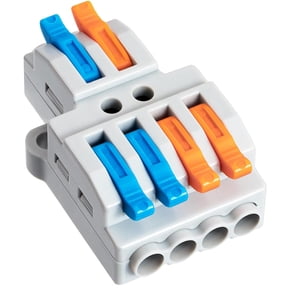 CATPAN 10PCS Lever Wire Connectors, Quick Wiring Cable Connectors, Compact Push-in Conductor Terminal Block,For any combination of solid, stranded and flexible copper wires(10PCS 2 in 4 Out)