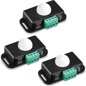 CATPAN PIR Sensor,Adjustable LED Black Infrared Motion Detector,Body Motion Sensing Light Switch PIR Controller with Embedded PIR Probes for Flexible LED Strip Lights3Packs