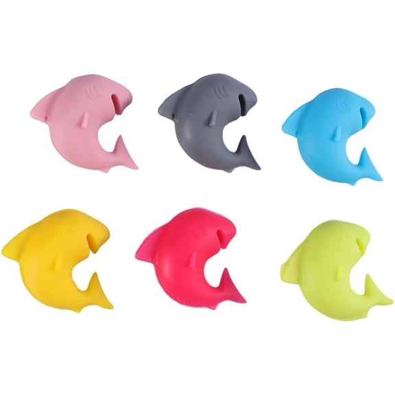 CATPAN 12Pcs Mini Shark Silicone Wine Glass Markers Reusable Drink Identifiers Cup Labels for Parties Events Food Grade Silicone Drink Markers
