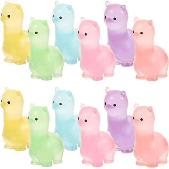 CATPAN 12pcs Resin Alpaca Figurines 1.7'' Glow in The Dark Alpaca Ornaments, Luminous Llamas to Hide for Micro Landscape Fairy Garden Decoration (2.5x6.5cm)