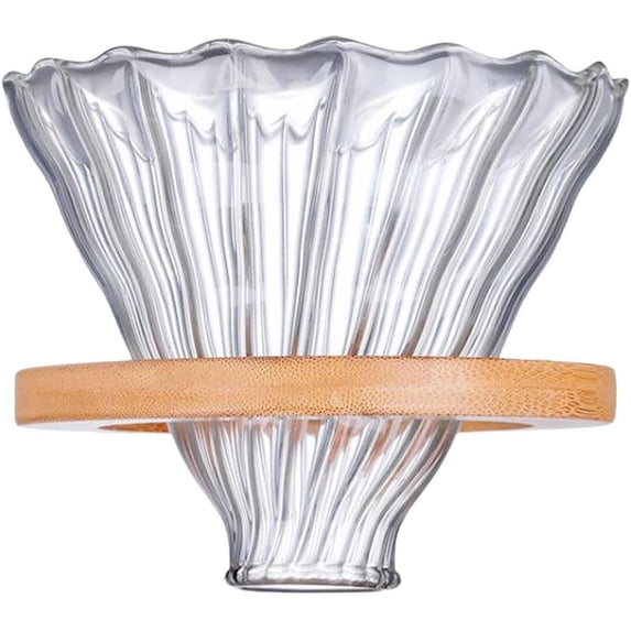 CATPAN 1set Reusable Stripe Glass Coffee Filter Funnel High Borosilicate Glass Coffee Dripper Base for Home Cafe Travel Use