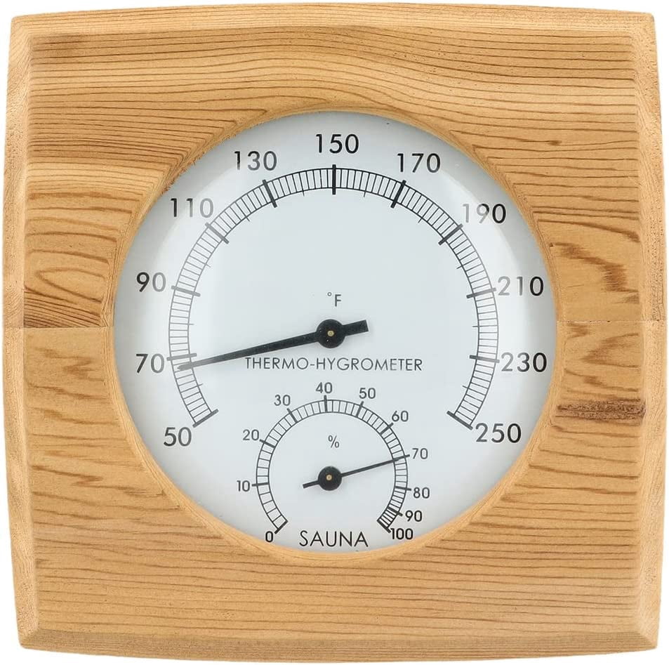 CATPAN 2 in 1 Wooden Sauna Hygrothermograph, Sauna Thermometer and Hygrometer, Indoor Humidity Temperature Measurement Sauna Room Equipment and Accessories
